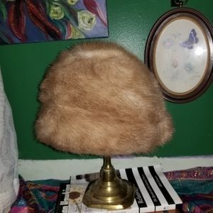 Vintage faux fur light brown hat